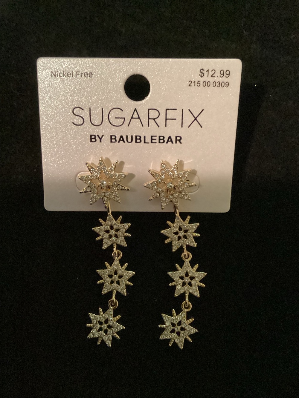Sugarfix by BaubleBar Gold Star Drop Earrings with Crystal Accents